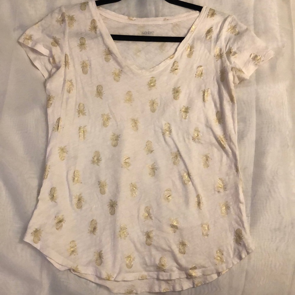 Soho White and gold pineapple t-shirt